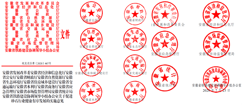 為促進(jìn)機(jī)制砂健康有序發(fā)展，安徽省發(fā)改委發(fā)布了實(shí)施方案文件